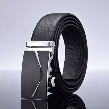 Мужские ремни из натуральной кожи с автоматической пряжкой, брендовые роскошные деловые ремни для мужчин, мужской ремень ZD184 95CM серебряный