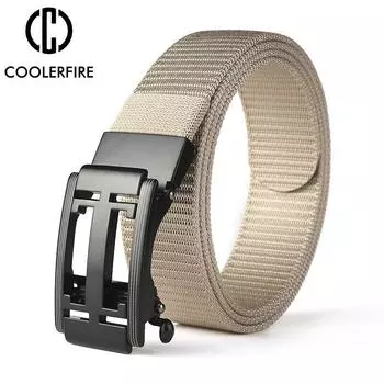 Мужские ремни, модные новые лямки с автоматической пряжкой для мужчин, высококачественный нейлоновый вязаный кавас, повседневный ремень для отдыха HB034 120CM чёрный