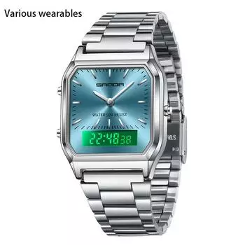 Мужские ретро электронные часы модные персонализированные мужские часы стальной ремешок легкие часы