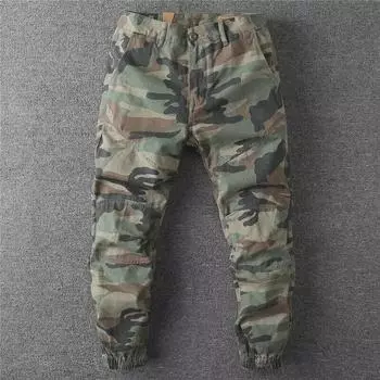 Мужские ретро-американские модные камуфляжные расклешенные джинсы 3XL серый