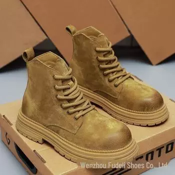 «Мужские ретро-ботинки Martin 2024 года»: «Британский стиль, износостойкие, на толстой подошве, модные желтые ботинки на осень» 42 (Men s)