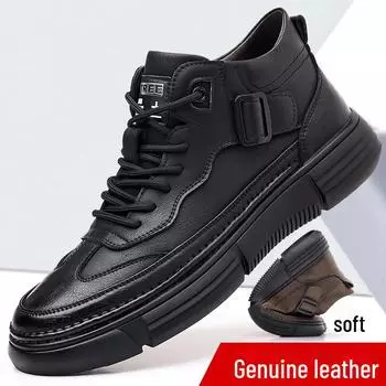 Мужские ретро-ботинки Martin 2024 года: Теплые бархатные высокие повседневные туфли из натуральной кожи Size 44