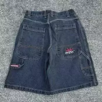 Мужские ретро-синие джинсовые шорты - повседневный, свободный, летний стиль M черный серый