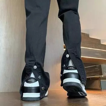 Мужские ретро-стираные винтажные широкие джинсы, мужские свободные прямые повседневные универсальные длинные брюки M чёрный