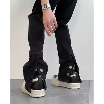 Мужские ретро-стираные винтажные широкие джинсы, мужские свободные прямые повседневные универсальные длинные брюки M чёрный