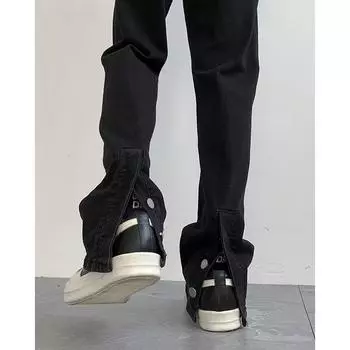 Мужские ретро-стираные винтажные широкие джинсы, мужские свободные прямые повседневные универсальные длинные брюки M чёрный