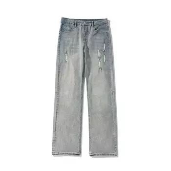 Мужские ретро-стираные винтажные широкие джинсы, мужские свободные прямые повседневные универсальные длинные брюки S синий