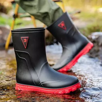 Мужские резиновые сапоги, нескользящие сапоги до середины голени, водонепроницаемая резиновая обувь, рыболовные водные сапоги, рыболовные нескользящие кухонные дождевые туфли 39-44 39