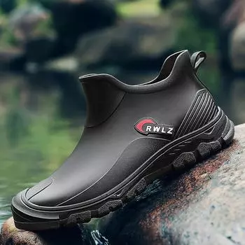 Мужские резиновые сапоги, повседневная обувь для мужчин, походов, рыбалки, отдыха на природе, для воды, износостойкие рабочие ботинки, нескользящая мужская обувь 39 бежевый