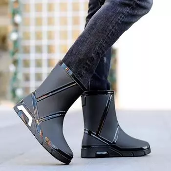 Мужские резиновые сапоги, водонепроницаемые и нескользящие мокасины, мужская обувь, устойчивая к резине, дешевые резиновые сапоги, износостойкие, резиновые, дизайнерские 36