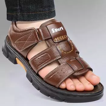 Мужские римские сандалии, уличные повседневные пляжные сандалии, модная пляжная обувь большого размера, размеры 38-44 38 чёрный