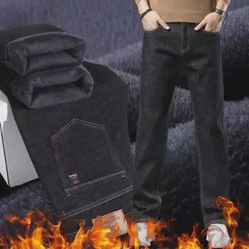 Мужские роскошные эластичные теплые бархатные джинсы на осень/зиму 34 (2.7 feet) 80 kg