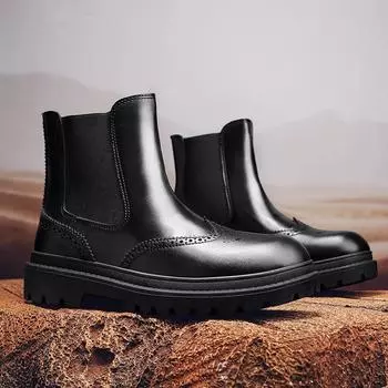 Мужские роскошные брендовые ботинки из искусственной кожи, ботинки челси, мужские черные британские ботинки, мужские дизайнерские туфли на платформе с высоким верхом Botas De Hombre 44