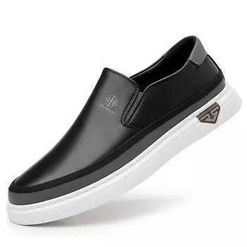 Мужские роскошные брендовые корейские модные туфли на плоской подошве, деловая повседневная обувь, кожаные модные удобные мокасины для вождения и отдыха на природе 38 чёрный