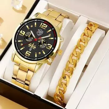 Мужские роскошные деловые часы, мужские часы с календарем из нержавеющей стали, мужские кварцевые наручные часы с круглым указателем, набор браслетов, часы с датой серебряный