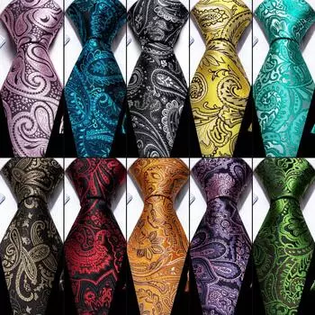 Мужские Роскошные Галстуки Тканый Шелковый Пейсли Цветочный Галстук Платок Запонки Набор Формальные Повседневные Свадебные Галстуки N-6075