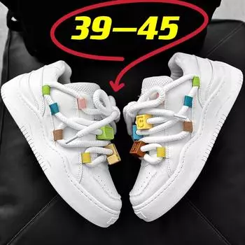 Мужские роскошные массивные кроссовки 2023, дышащая сетчатая обувь для мужчин, спортивная повседневная обувь для бега, фитнеса и скейтбординга 39 белый