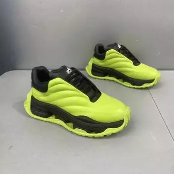 Мужские роскошные массивные кроссовки, модные повседневные кроссовки из натуральной воловьей кожи, дышащие, с увеличенной высотой, на плоской платформе 39