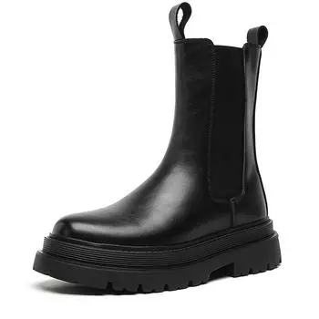 Мужские роскошные модные высокие ботинки челси для ночного клуба, черные ботинки из натуральной кожи, ковбойские ботинки на платформе, длинные мотоциклетные ботинки для мужчин 38