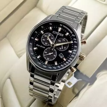 Мужские роскошные наручные часы Citizen Eco-Drive с хронографом AT2396-86E