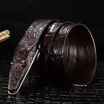 Мужские роскошные ремни со змеиной пряжкой из крокодиловой кожи, ремни из натуральной кожи для мужчин, высококачественные винтажные брендовые джинсовые ремешки ZD2110 105CM темно-коричневого