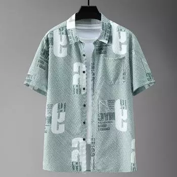 Мужские рубашки больших размеров размера 4XL-11XL, летние модные повседневные рубашки с короткими рукавами, мужские 4XL зелёный