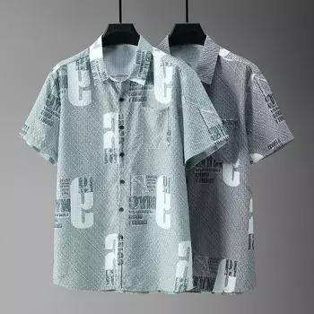 Мужские рубашки больших размеров размера 4XL-11XL, летние модные повседневные рубашки с короткими рукавами, мужские 10XL серый