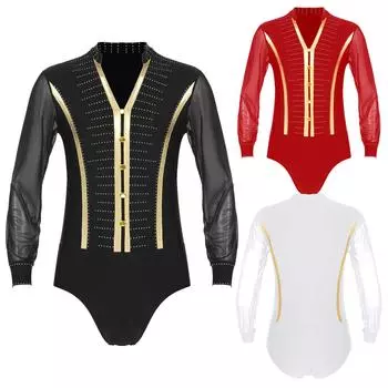 Мужские рубашки для танцев со сверкающими стразами, комбинезон для бальных танцев, современная латинская танцевальная одежда с длинными рукавами S белый