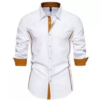 Мужские рубашки европейского размера приталенного кроя, однотонные, с длинным рукавом, в британском стиле, хлопковые, мужская рубашка для офиса XXL белый