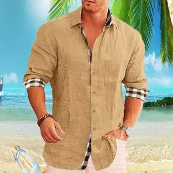 Мужские рубашки из хлопка и льна с длинными рукавами, однотонные, с воротником-стойкой, в повседневном пляжном стиле, повседневные, красивые мужские рубашки S-5XL S белый