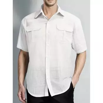 Мужские рубашки из хлопка и льна с коротким рукавом и узором в тонкую полоску, летние дышащие мужские модные однотонные повседневные рубашки с отложным воротником на пуговицах S чёрный