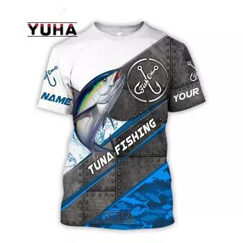 Мужские рубашки из тунца/марлина, модные рубашки по индивидуальному заказу, мальчики с 3D-принтом, свежие, летняя мода, унисекс, с короткими рукавами, неформальные 6XL