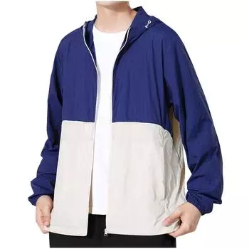 Мужские рубашки-куртки длинные сухие на молнии худи стильные повседневные спортивные рубашки S синий