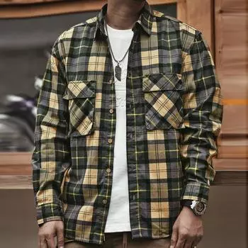 Мужские рубашки, модные рубашки с длинными рукавами, универсальные повседневные топы, свободные трендовые рубашки, клетчатые рубашки M серый