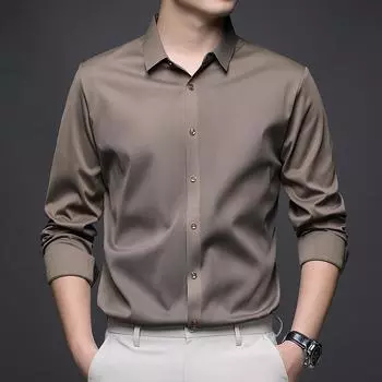 Мужские рубашки, новый стиль, легкие, роскошные, высококачественные, бесшовные, не требующие глажки, с длинными рукавами, молодежная мода, корейский стиль, трендовые зимние топы с бархатом M