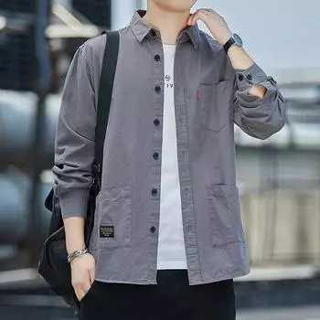 Мужские рубашки осень новые рубашки с длинным рукавом мужские модные хлопковые повседневные рубашки пальто куртки рубашки для мужчин M