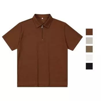 Мужские рубашки поло, полиэстер, хлопок, однотонная футболка на молнии с короткими рукавами, летние свободные повседневные топы, классическая рубашка в стиле ретро M коричневый
