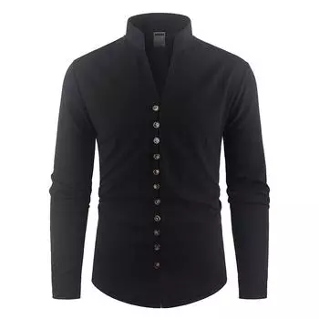 Мужские рубашки Повседневные рубашки на пуговицах Хлопковые рубашки Рубашки с длинным рукавом Деловые рубашки Мужские рубашки для работы Рубашки для работы Повседневные рубашки S чёрный