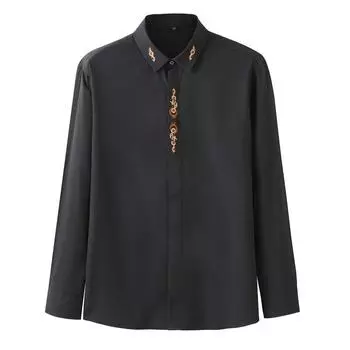 Мужские рубашки с длинным рукавом больших размеров, тонкие свободные повседневные рубашки с вышивкой 10XL/225 белый