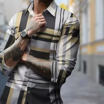 Мужские рубашки с длинным рукавом и принтом в сетку, повседневные кардиганы с новой кнопкой, модные рубашки для праздников XS красный