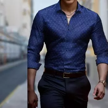 Мужские рубашки с длинным рукавом с принтом DoT, повседневные кардиганы, новые пуговицы, модные рубашки для праздников XS белый