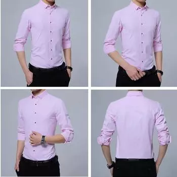 Мужские рубашки с длинным рукавом SlimFit Casual Business, однотонные белые рубашки, простые трехмерные модные блузки 37