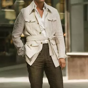 Мужские рубашки с длинным рукавом в полоску с поясом, повседневная уличная одежда, рубашка с карманом на пуговицах, размеры XS-5XL, весенняя одежда XXXXXL розовый
