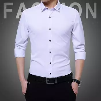 Мужские рубашки с длинными рукавами, облегающие, против морщин, эластичные мужские рубашки без утюга XXXXL фиолетовый