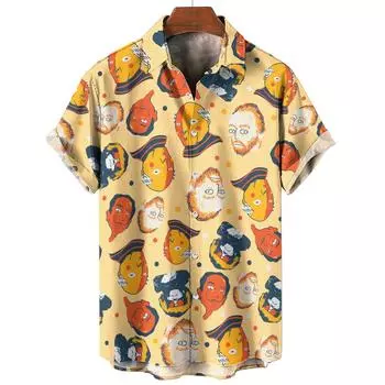 Мужские рубашки с забавной графикой, мужские повседневные летние новые повседневные футболки с коротким рукавом, уличная мужская одежда S