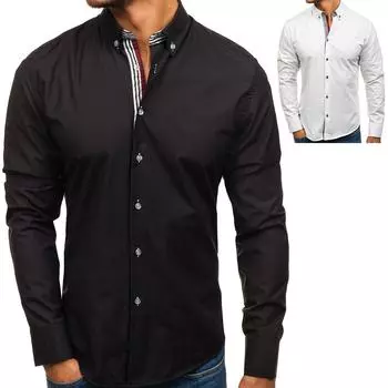 Мужские рубашки Весенние мужские рубашки с длинным рукавом Официальные деловые рубашки XXL чёрный