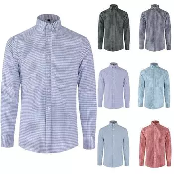 Мужские рубашки в клетку с длинным рукавом, повседневная посадка, вечернее платье, футболка на пуговицах и рубашка M чёрный