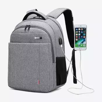 Мужские рюкзаки Cool Bell Костюм из ткани с USB-портом для зарядки Мужской деловой повседневный водонепроницаемый рюкзак для ноутбука 15,6 дюйма Черный/Серый CB-2037S 15.6 inch чёрный