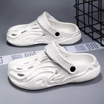 Мужские сабо из ЭВА, легкие пляжные сандалии с мужскими башмаками, мюли для дома, сада, отдыха на природе, мужские пляжные тапочки на плоской подошве, размер 40-45 45 бежевый