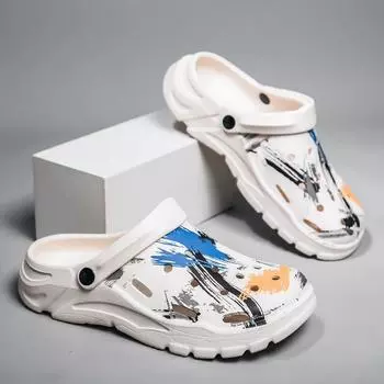 Мужские сабо из ЭВА, легкие пляжные сандалии с мужскими башмаками, мюли для дома, сада, отдыха на природе, мужские пляжные тапочки на плоской подошве, размер 40-45 40 чёрный